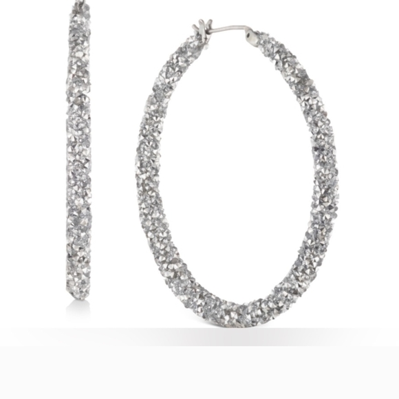 NWT Karl Lagerfeld Silver Hoop Earrings - Picture 2 of 2